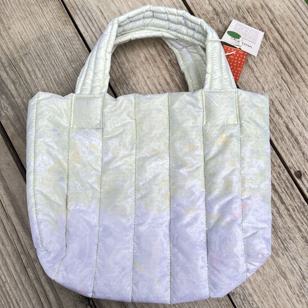 Verloop Scrap Stuffed Puffy Mini Tote Lime White 6.75"W x 13"L Green